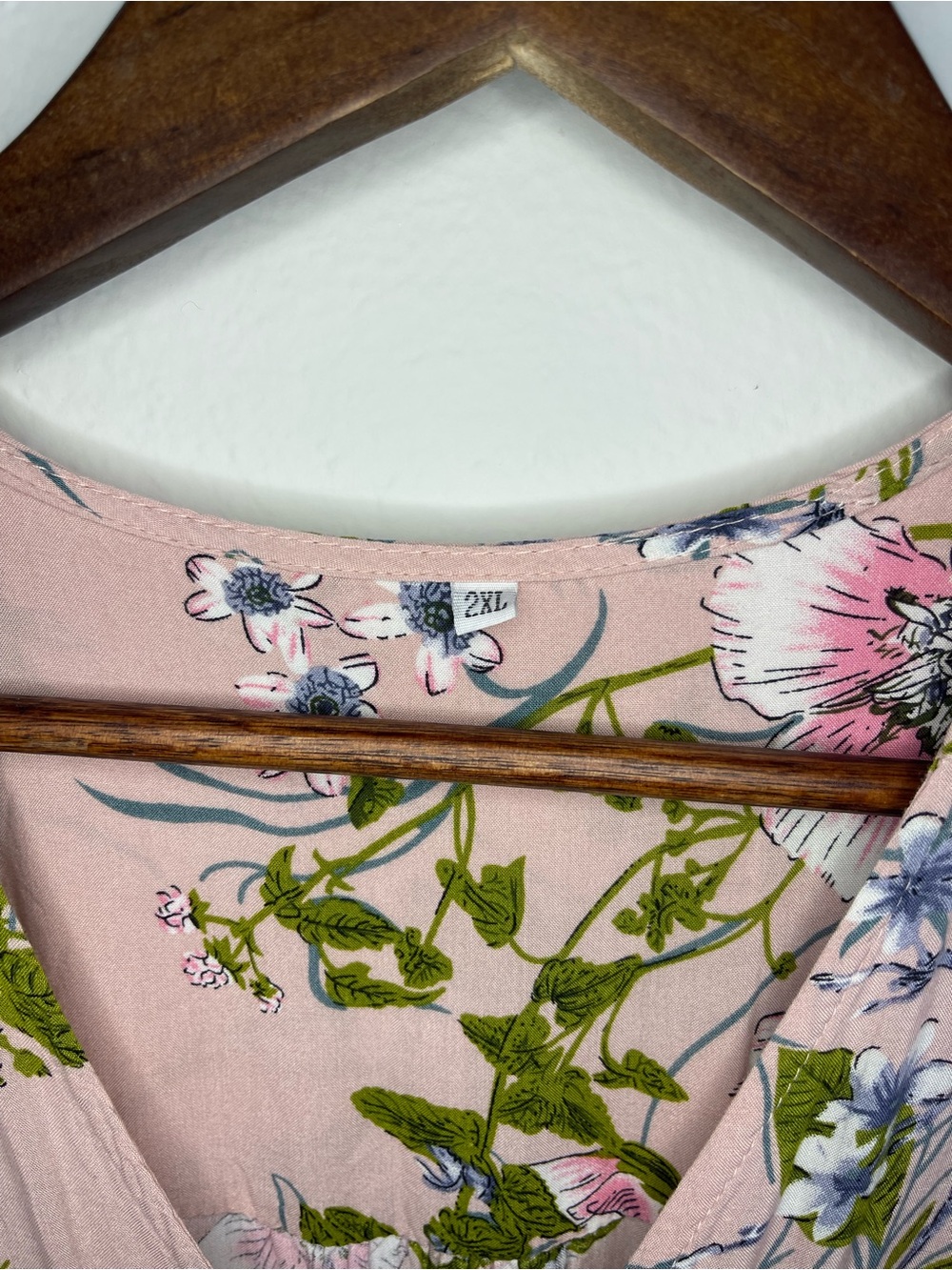 Floral Maxi Dress 2XL Pink Button Down Rayon Wild Flower Flowy Summer Long Slit - Picture 16 of 16